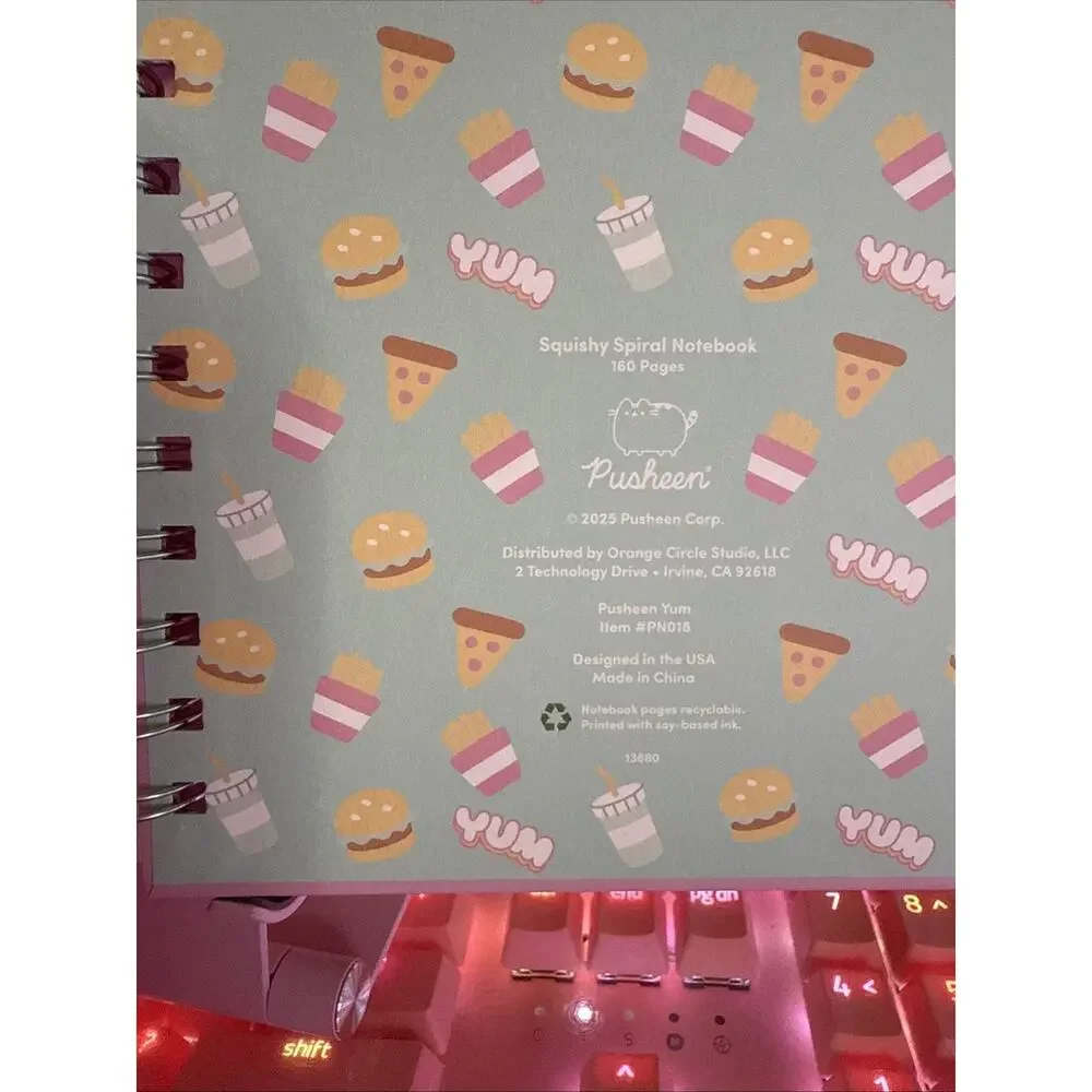 Pusheen Pink Notebook Yum Fries Squishy 3D Cover 160 Lined Pages 2025 Spiral